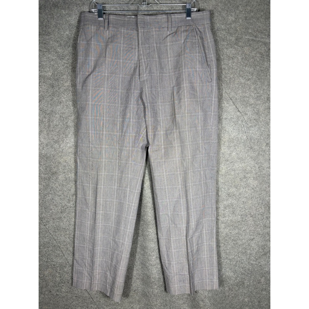 Banana Republic Modern Fit Mens 34x30 Gray Plaid Cotton Dress‎ Pants 632363-01